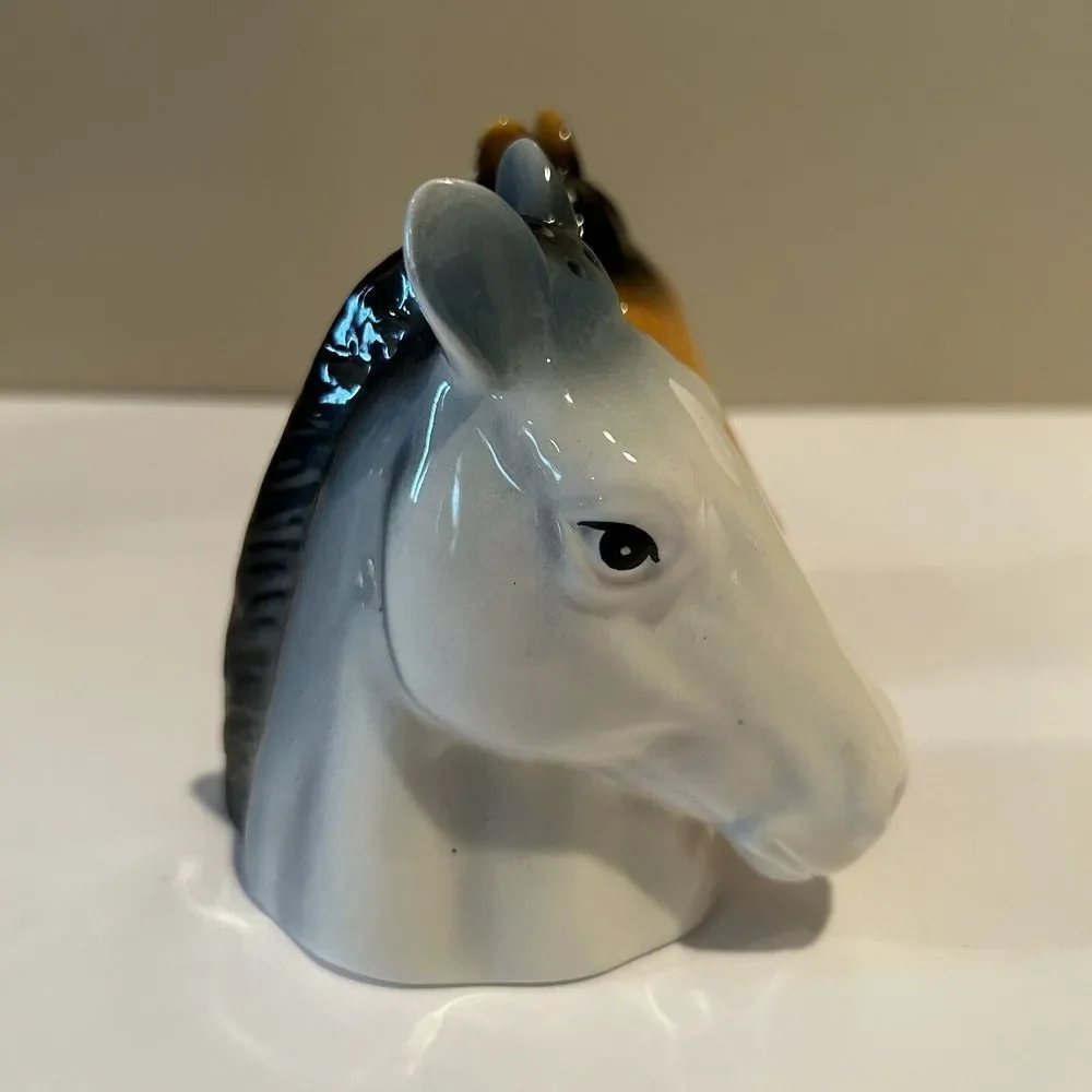 Horse Head Handmade Ceramic Salt Pepper Shakers‎ Equestrian